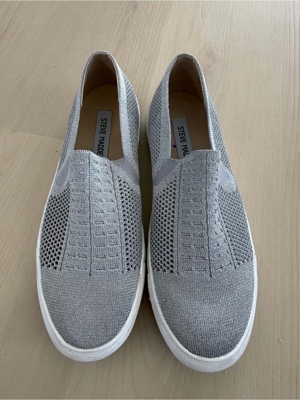 Steve Madden Freeda Metallic Silver knit Slip on